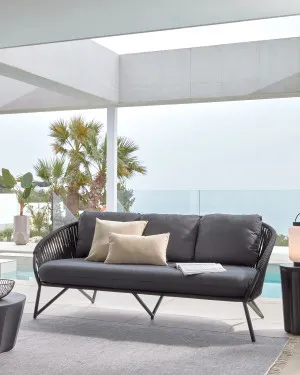 3 seater Branzie sofa in black cord, 180 cm by Kave Home, a Outdoor Sofas for sale on Style Sourcebook