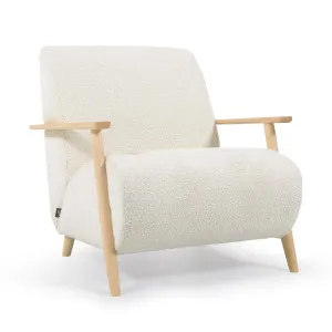 Meghan armchair in white bouclé with solid ash legs with natural finish by Kave Home, a Chairs for sale on Style Sourcebook