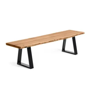 Alaia bench in solid natural acacia wood with black steel legs, 140 cm by Kave Home, a Benches for sale on Style Sourcebook