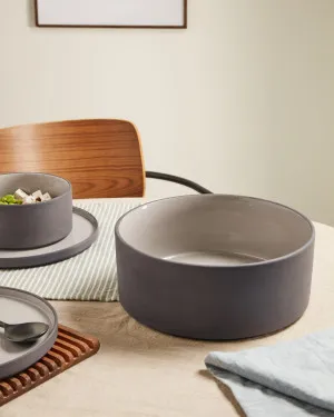 Thianela large porcelain bowl in grey by Kave Home, a Bowls for sale on Style Sourcebook