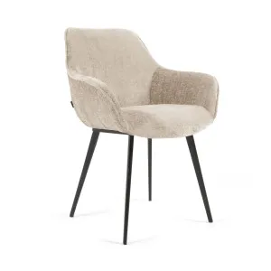 Amira chair in beige chenille with steel legs with black finish by Kave Home, a Dining Chairs for sale on Style Sourcebook
