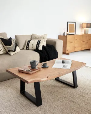 Alaia coffee table made from solid acacia wood with natural finish, 115 x 65 cm by Kave Home, a Coffee Table for sale on Style Sourcebook