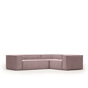 Blok 3 seater corner sofa in pink wide seam corduroy, 290 x 230 cm / 230 cm 290 cm by Kave Home, a Sofas for sale on Style Sourcebook