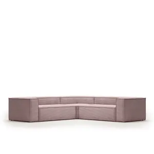 Blok 4 seater corner sofa in pink corduroy, 290 x 290 cm by Kave Home, a Sofas for sale on Style Sourcebook