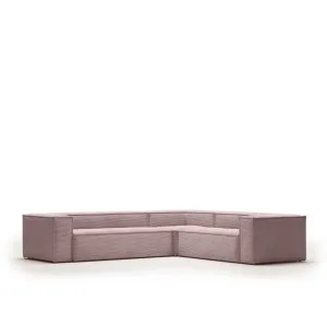 Blok 5 seater corner sofa in pink wide seam corduroy, 320 x 290 / 290 x 320 cm by Kave Home, a Sofas for sale on Style Sourcebook