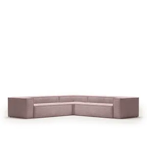 Blok 6 seater corner sofa in pink wide seam corduroy, 320 x 320 cm by Kave Home, a Sofas for sale on Style Sourcebook