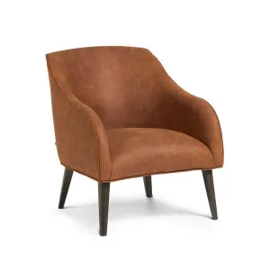Bobly armchair in light brown fabric with wenge finish legs by Kave Home, a Chairs for sale on Style Sourcebook