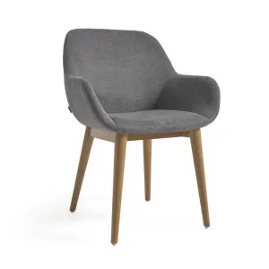 Konna chair in dark grey with solid ash wood legs in a dark finish by Kave Home, a Dining Chairs for sale on Style Sourcebook