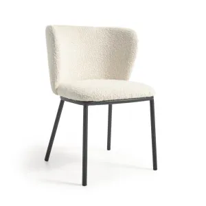 Ciselia chair with white bouclé and black metal FSC Mix Credit by Kave Home, a Dining Chairs for sale on Style Sourcebook