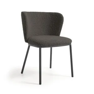Ciselia chair with black bouclé and black metal FSC Mix Credit by Kave Home, a Dining Chairs for sale on Style Sourcebook