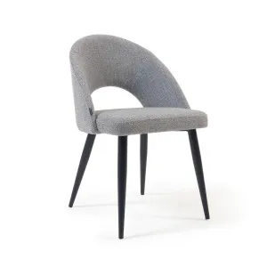 Grey Mael chair with steel legs with black finish by Kave Home, a Dining Chairs for sale on Style Sourcebook