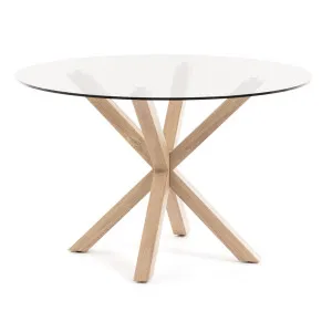 Argo round glass table with steel legs with wood-effect finish Ø 119 cm by Kave Home, a Dining Tables for sale on Style Sourcebook