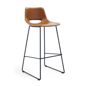 Brown synthetic leather Zahara barstool height 76 cm by Kave Home, a Bar Stools for sale on Style Sourcebook
