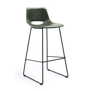 Green synthetic leather Zahara barstool height 76 cm by Kave Home, a Bar Stools for sale on Style Sourcebook