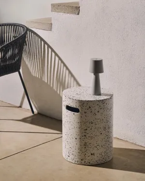 Jenell outdoor terrazzo footrest in white, Ø 35 cm by Kave Home, a Tables for sale on Style Sourcebook