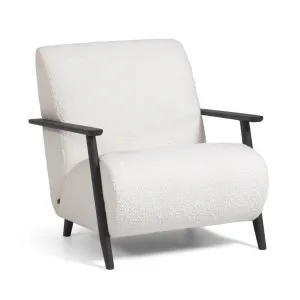 Meghan white bouclé armchair with solid ash legs with wenge finish by Kave Home, a Chairs for sale on Style Sourcebook