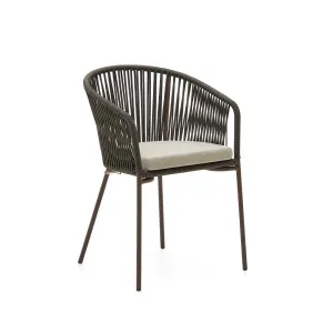 Yanet green rope chair with galvanised steel legs by Kave Home, a Outdoor Chairs for sale on Style Sourcebook