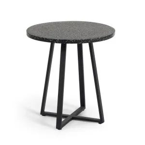 Tella round terrazzo table in black with steel legs, Ø 70 cm by Kave Home, a Tables for sale on Style Sourcebook