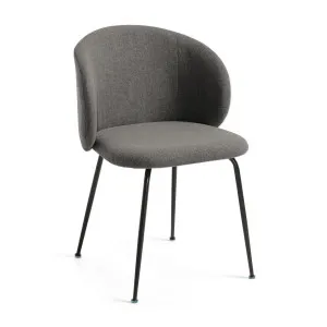 Minna dark grey chair with steel legs with black finish by Kave Home, a Dining Chairs for sale on Style Sourcebook