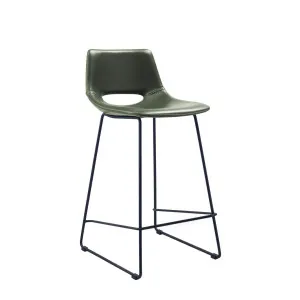 Green synthetic leather Zahara barstool height 65 cm by Kave Home, a Stools for sale on Style Sourcebook