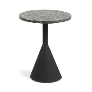 Delano black terrazzo side table with steel legs in a black finish, Ø 40 cm by Kave Home, a Tables for sale on Style Sourcebook
