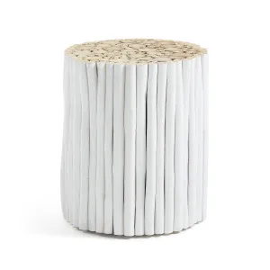Filip solid teak with white finish side table, Ø 35 cm by Kave Home, a Side Table for sale on Style Sourcebook