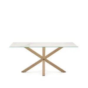 Argo porcelain table in white with steel wooden effect legs 160 cm by Kave Home, a Dining Tables for sale on Style Sourcebook