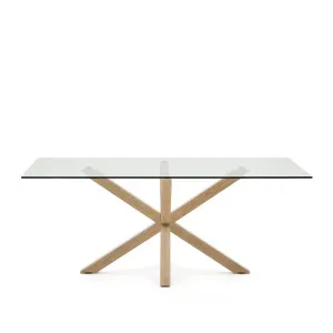 Argo glass table with steel legs with wood-effect finish 200 x 100 cm by Kave Home, a Dining Tables for sale on Style Sourcebook