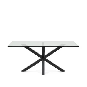 Argo glass table with steel legs with black finish 180 x 100 cm by Kave Home, a Dining Tables for sale on Style Sourcebook