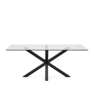 Argo glass table with steel legs with black finish 200 x 100 cm by Kave Home, a Dining Tables for sale on Style Sourcebook