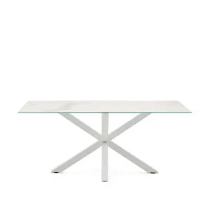 Argo table in white Kalos porcelain and steel legs with white finish, 180 x 100 cm by Kave Home, a Dining Tables for sale on Style Sourcebook