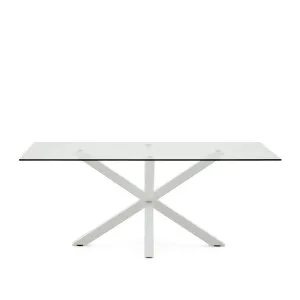 Argo glass table and steel legs with white finish, 200 x 100 cm by Kave Home, a Dining Tables for sale on Style Sourcebook