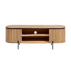Licia solid mango wood TV stand with 2 doors and black finish metal, 160 x 56 cm by Kave Home, a Entertainment Units & TV Stands for sale on Style Sourcebook