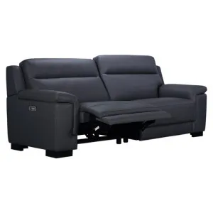 Marston Italian Leather Electric Recliner Sofa, 3 Seater, Black by Woodland Furniture, a Sofas for sale on Style Sourcebook