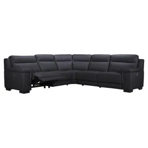 Marston Italian Leather Electric Recliner Corner Sofa, 5 Seater, Black by Woodland Furniture, a Sofas for sale on Style Sourcebook