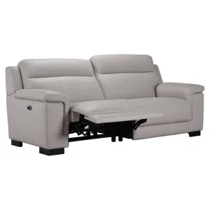 Marston Italian Leather Electric Recliner Sofa, 3 Seater, Light Grey by Woodland Furniture, a Sofas for sale on Style Sourcebook