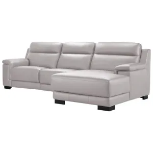 Marston Italian Leather Electric Recliner Corner Sofa, 2 Seater with RHF Chaise, Light Grey by Woodland Furniture, a Sofas for sale on Style Sourcebook