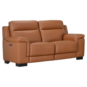 Marston Italian Leather Electric Recliner Sofa, 2 Seater, Cognac by Woodland Furniture, a Sofas for sale on Style Sourcebook
