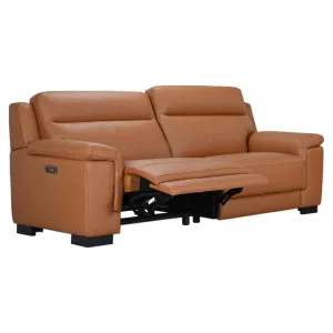 Marston Italian Leather Electric Recliner Sofa, 3 Seater, Cognac by Woodland Furniture, a Sofas for sale on Style Sourcebook