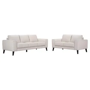 Clayburn 2 Piece Leather Sofa Set, 3+2 Seater, Frost by Woodland Furniture, a Sofas for sale on Style Sourcebook