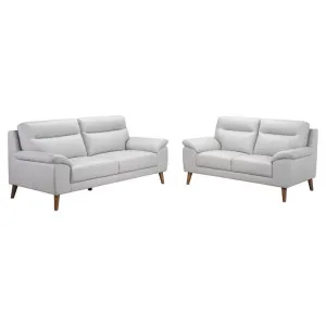 Stanway 2 Piece Leather Sofa Set, 3+2 Seater, Frost by Woodland Furniture, a Sofas for sale on Style Sourcebook