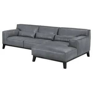 Hawthorne Italian Vintage Leather Corner Sofa, 2 Seater with RHF Chaise, Slate Grey by Woodland Furniture, a Sofas for sale on Style Sourcebook
