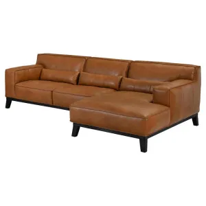 Hawthorne Italian Vintage Leather Corner Sofa, 2 Seater with RHF Chaise, Tan by Woodland Furniture, a Sofas for sale on Style Sourcebook