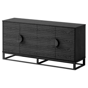 Nerox Wooden 4 Door Buffet Table, 165cm, Black by Woodland Furniture, a Sideboards, Buffets & Trolleys for sale on Style Sourcebook