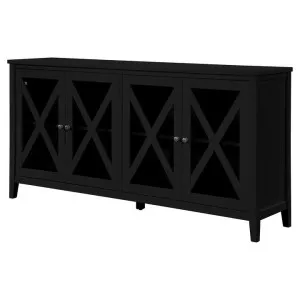 Winford Rubber Wood Timber 4 Door Buffet Table, 180cm, Black by Woodland Furniture, a Sideboards, Buffets & Trolleys for sale on Style Sourcebook