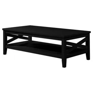 Winford Rubber Wood Timber Coffee Table, 120cm, Black by Woodland Furniture, a Coffee Table for sale on Style Sourcebook