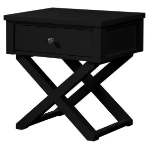 Winford Rubber Wood Timber Cross Leg Lamp Table, Black by Woodland Furniture, a Side Table for sale on Style Sourcebook