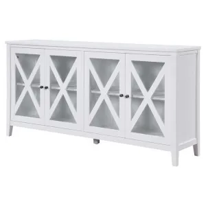 Winford Rubber Wood Timber 4 Door Buffet Table, 180cm, White by Woodland Furniture, a Sideboards, Buffets & Trolleys for sale on Style Sourcebook