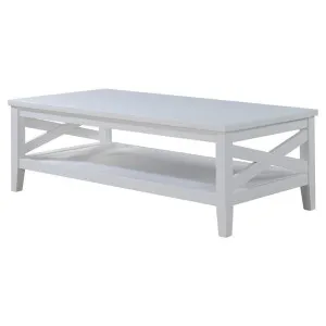 Winford Rubber Wood Timber Coffee Table, 120cm, White by Woodland Furniture, a Coffee Table for sale on Style Sourcebook