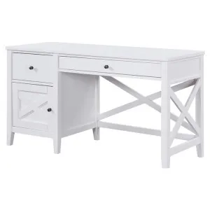 Winford Rubber Wood Timber Writing Desk, 140cm, White by Woodland Furniture, a Desks for sale on Style Sourcebook